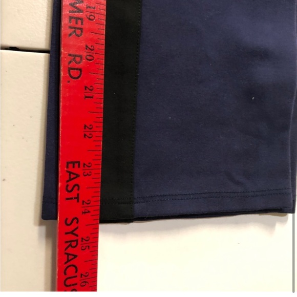 Tory Burch Sport  Navy Track Ankle Pants with Black Stripe Preloved  Med. 25 ins - Picture 7 of 9